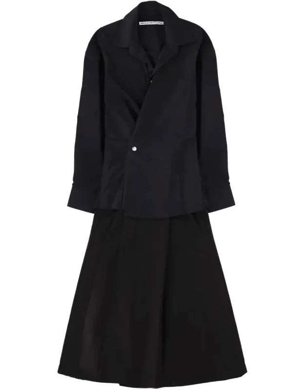 Wrap Buttoned Waist Shirt Dress