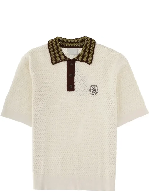 Maille A Journe D Miroir Polo Shirt With Textured Knit And Zigzag Collar