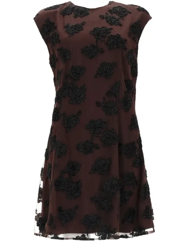 Fitted Cap Sleeve Appliqué Dress