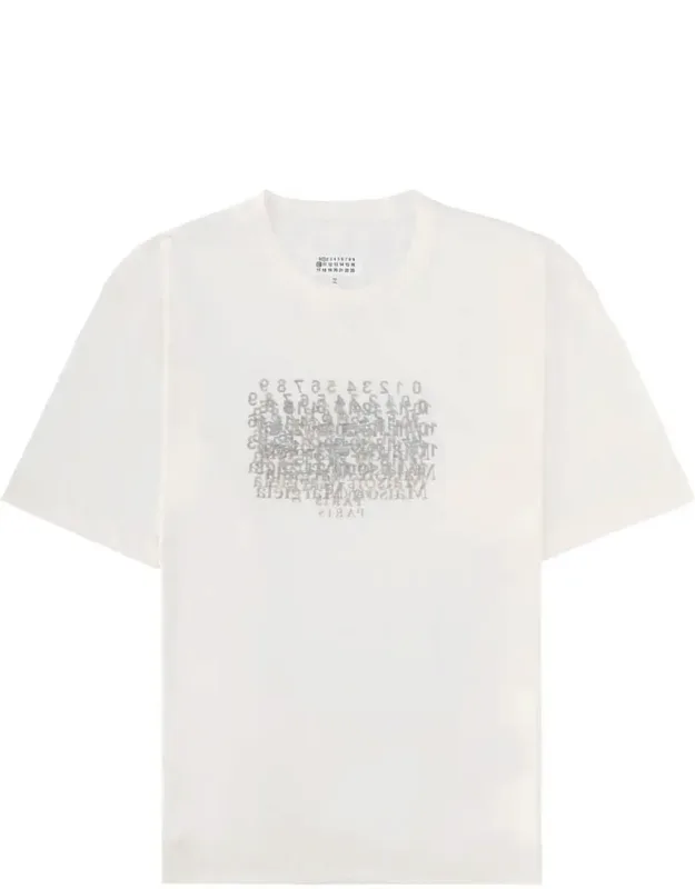Scattered Numbers Rectangular Cotton T-shirt