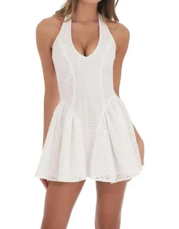 Florence Eyelet Halter Mini Dress