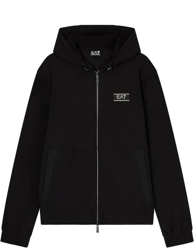 Textured Technical Fabric Zip-up Hoodie