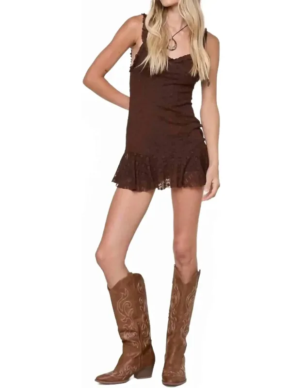 Ruffle Hem Lace Mini Dress