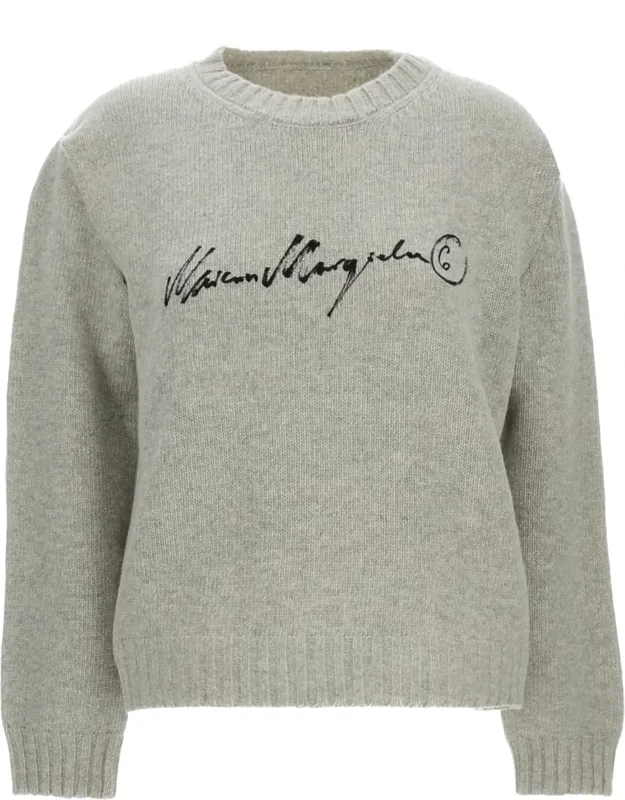 Knit Sweater With Painted Logo Detail
