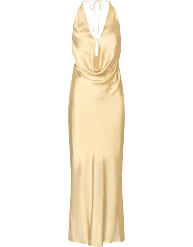 Fluid Draped Maxi Dress Crafted From Recycled Chiffon