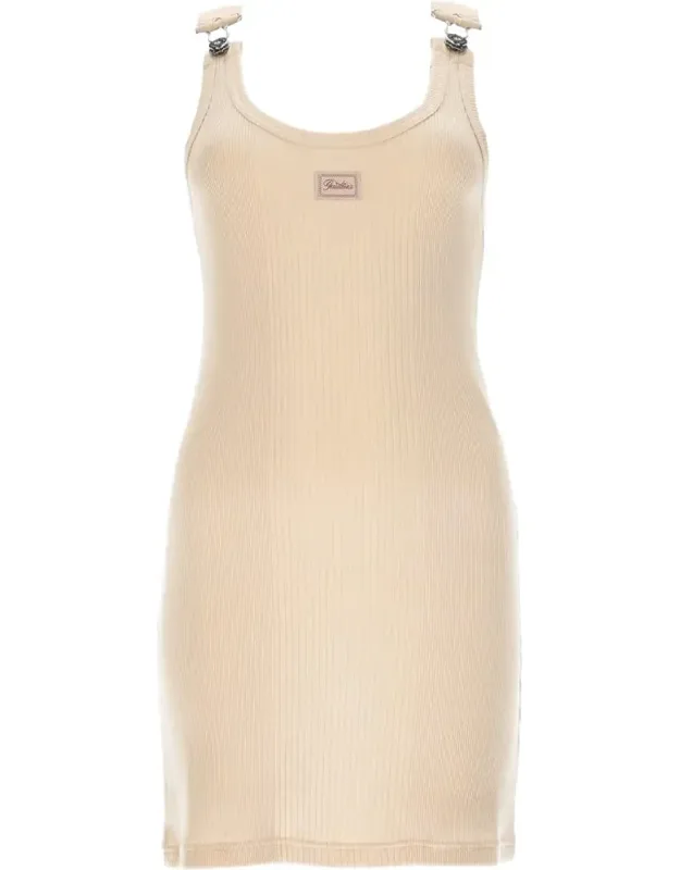 Ribbed Buckle Detail Mini Dress