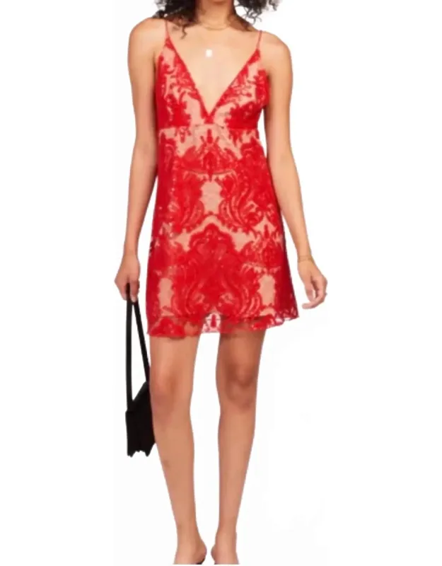 Night Shimmers Lace Sequined Mini Dress