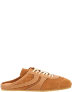 Warm Brown Slip-on Backless Suede Sneakers