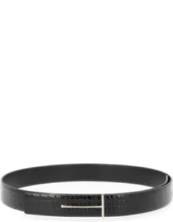 Crocodile Texture Minimalist Buckle Leather Belt