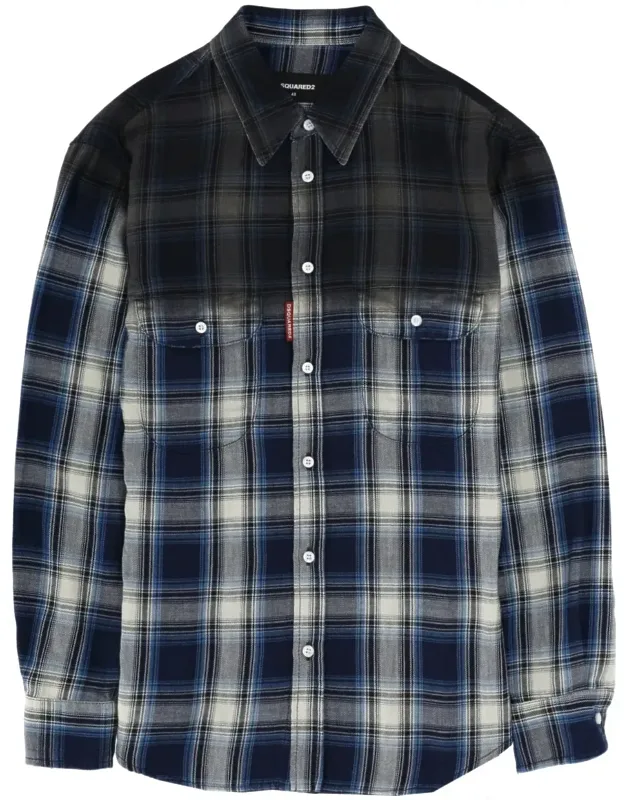 Gradient Plaid Cotton Shirt