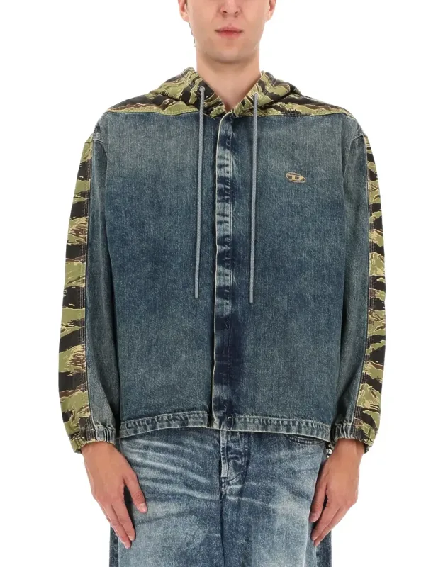 Camouflage Hooded Denim Jacket