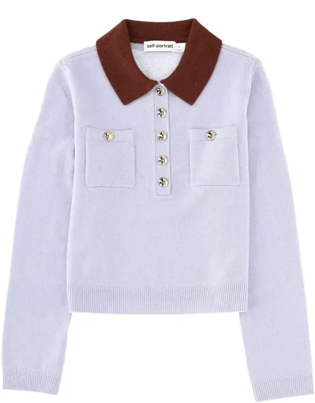 Cropped Contrast Collar Sweater