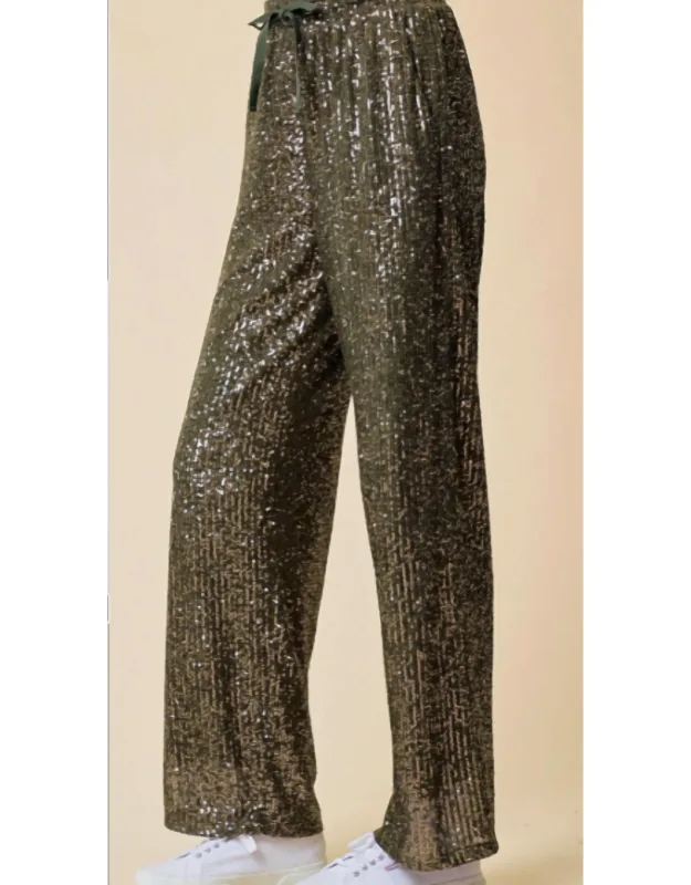 Sequin Straight Pants