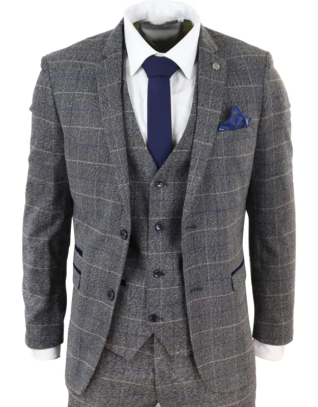3 Piece Suit Herringbone Tweed