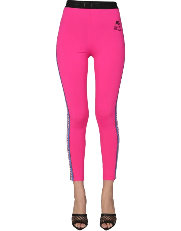 Etro Leggings With Elastic Waist And Multicolor Side Band