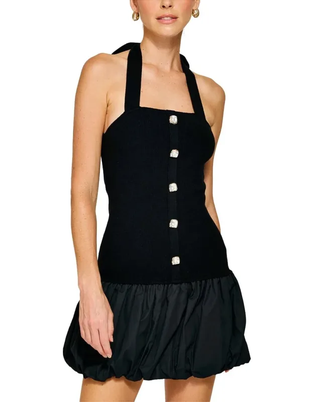 Ramona Mix-media Balloon Mini Dress