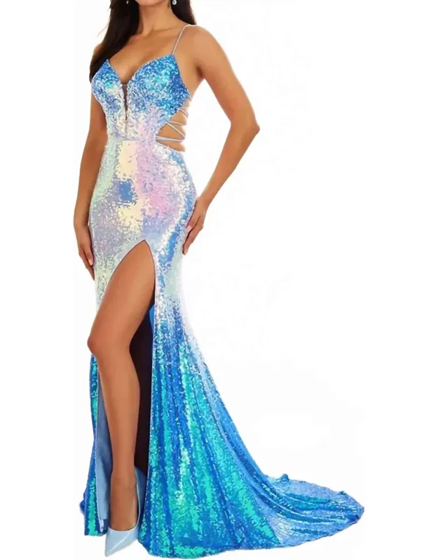 Sequin High-slit Prom Dress