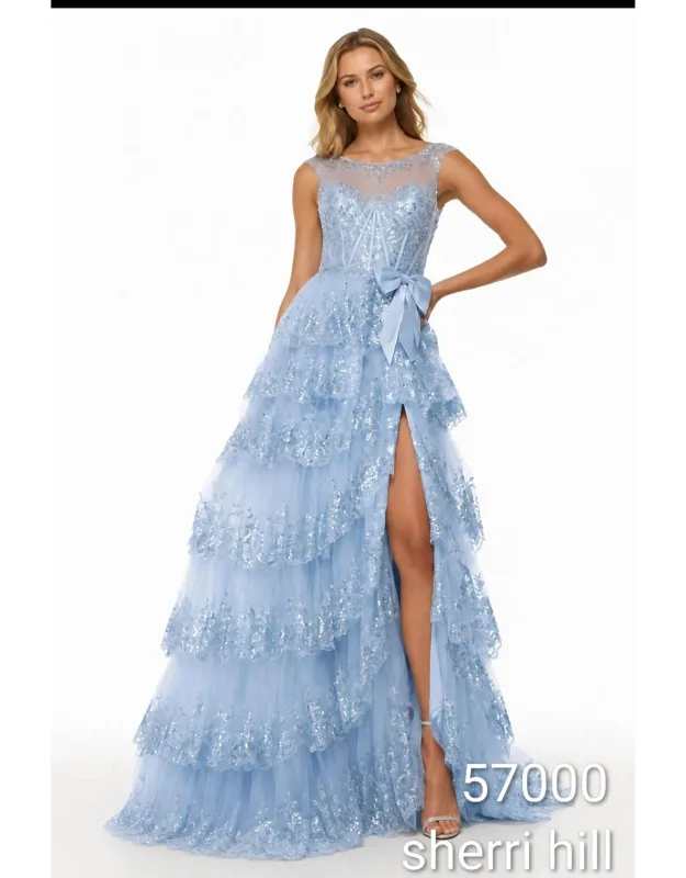 Tiered Sequin Prom Dress