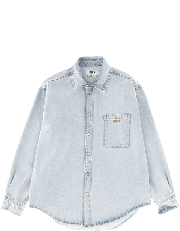 Embroidered Logo Denim Shirt
