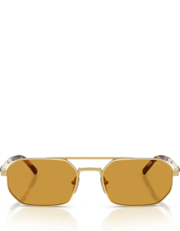 Rectangular Gold Metal Sunglass