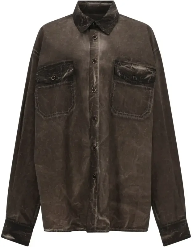 Distressed Flap Pocket Cotton Shirt