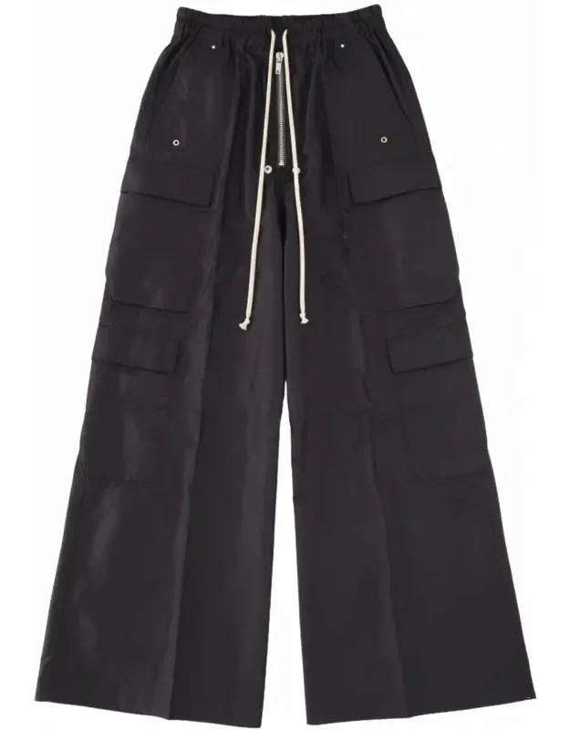 Silk Wide-leg Cargo Pants