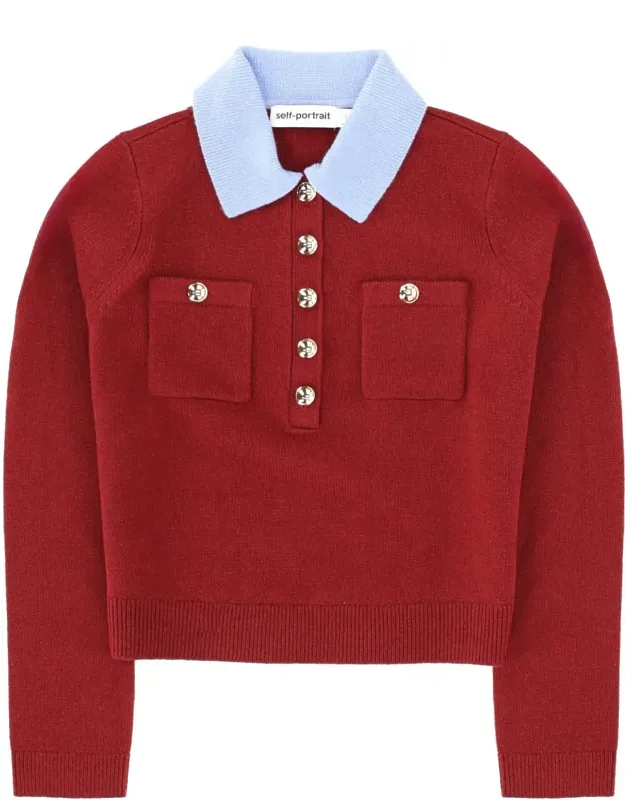 Contrast Collar Wool-blend Polo Shirt