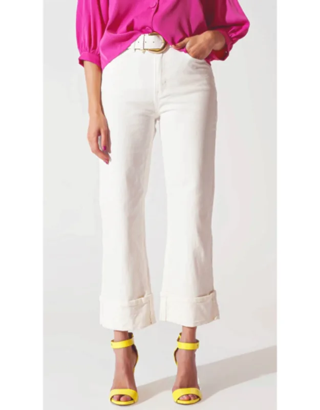 Cropped Hem Straight Leg Jeans