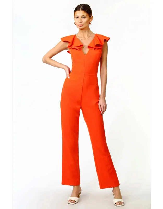 Ruffled Crepe Jumpsuit