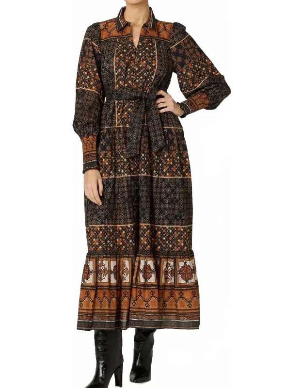 Ankle Midi Dress In Zocalo Print