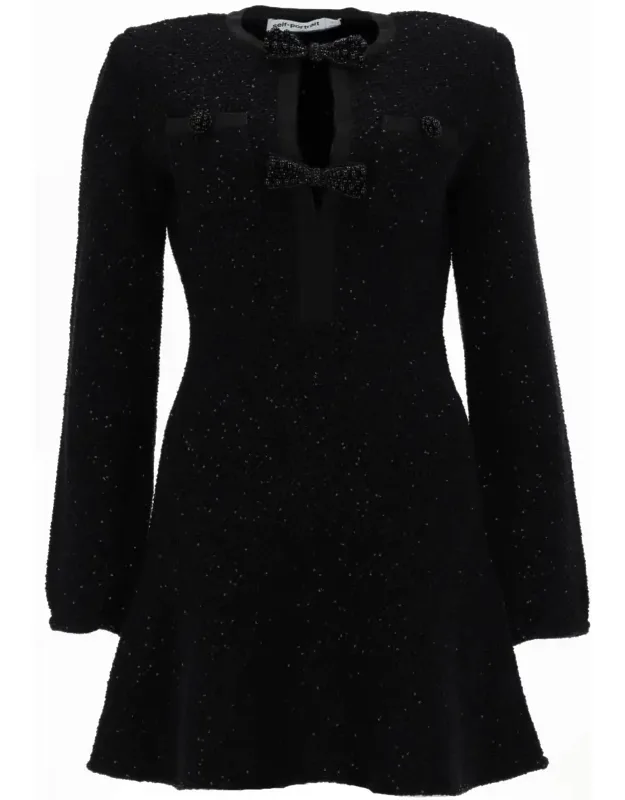 Textured Cotton-blend Cut-out Mini Dress