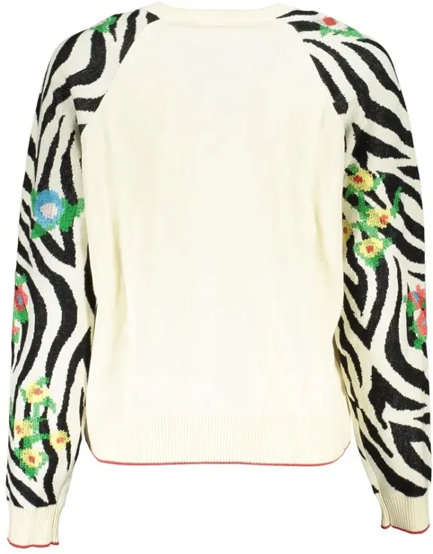 Elegant Crew Neck Sweater With Contrast Details