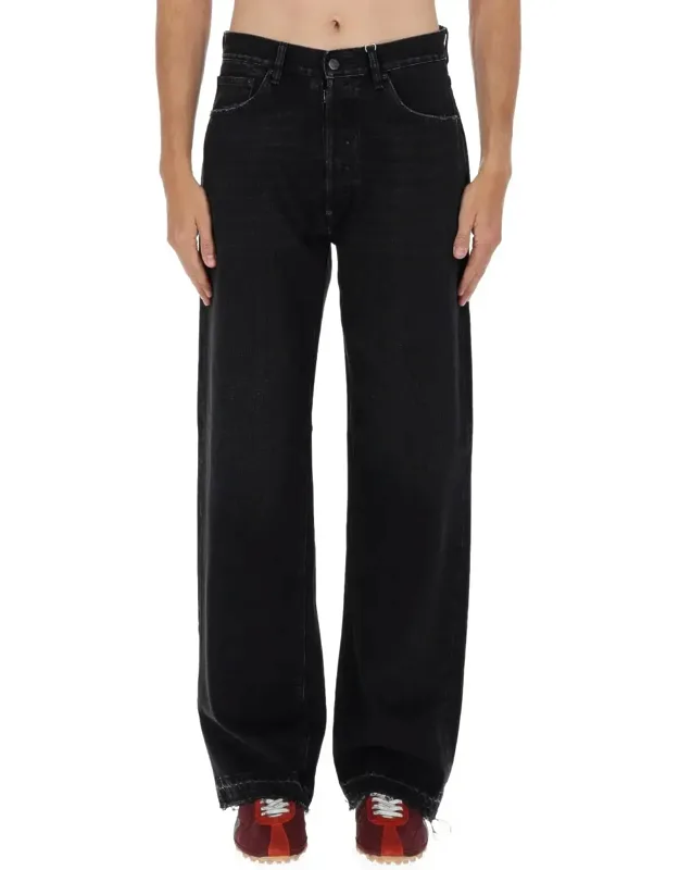 Cotton Faded Raw-hem Jeans