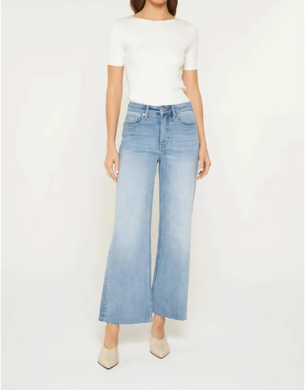 Tummy Tuck High Rise Wide Raw Hem Jeans