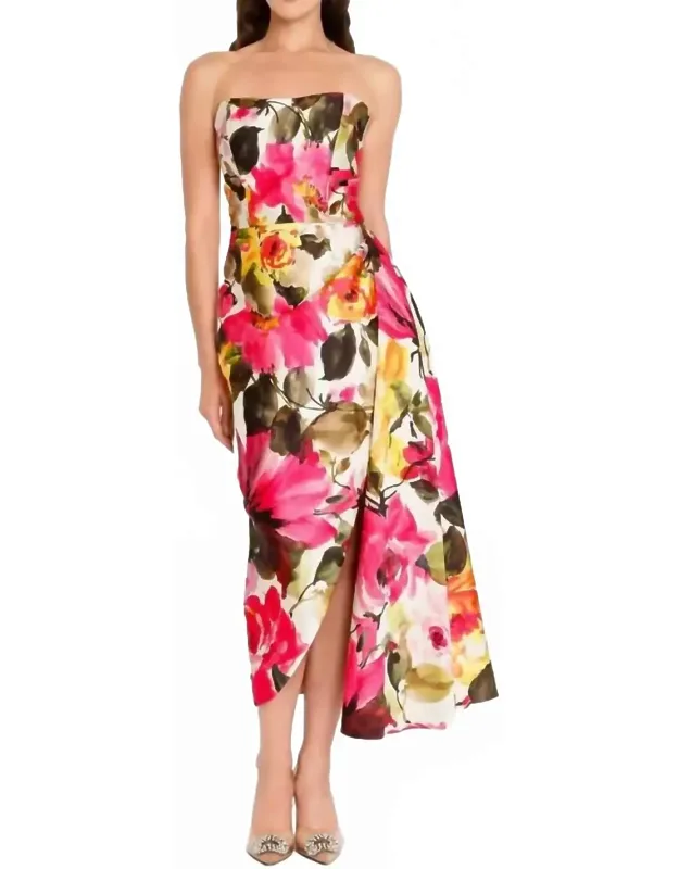 Strapless Evening Dress In Print