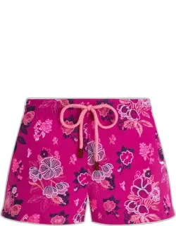 Swim Shorts With Embroidered Flowers