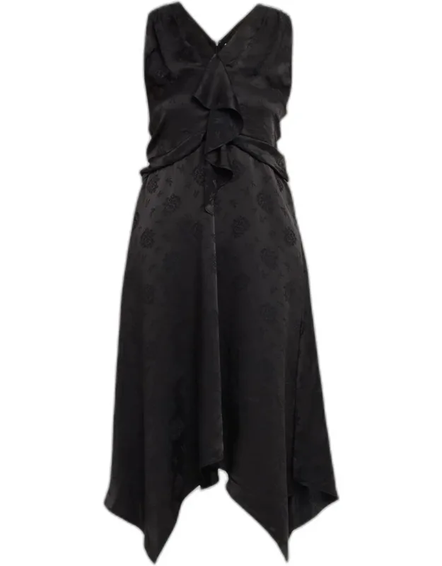 Floral Silk Draped Midi Dress