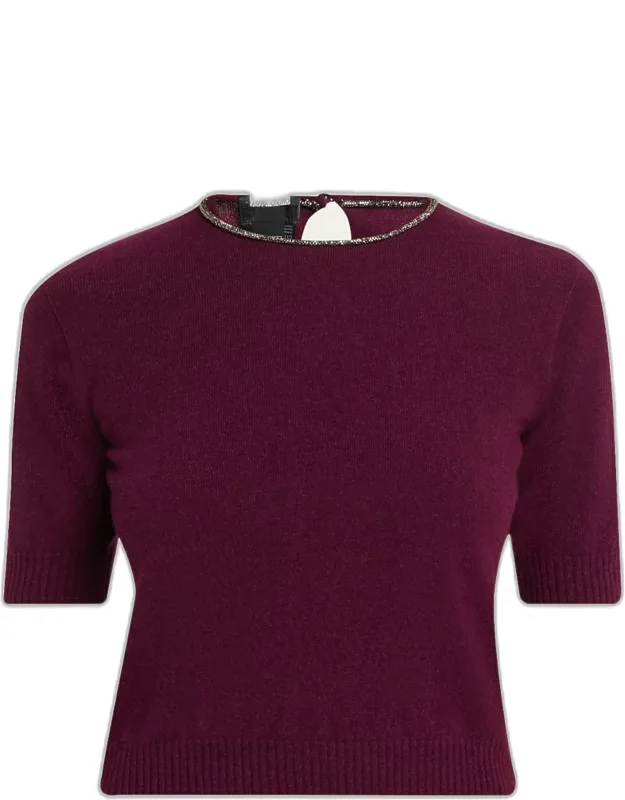 Embellished Cashmere Crewneck Sweater