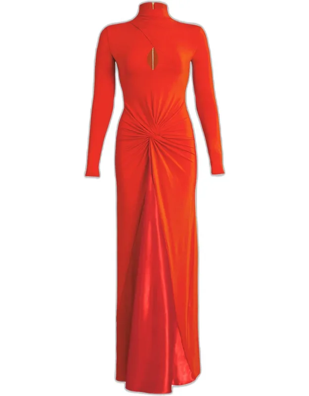 Twisted Cutout Long-sleeve Maxi Dress