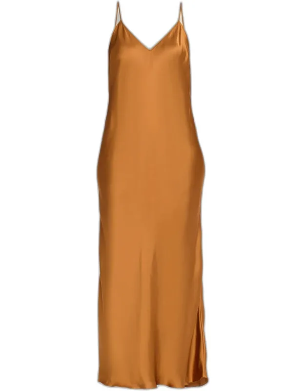 Satin Backless Maxi Slip Dress