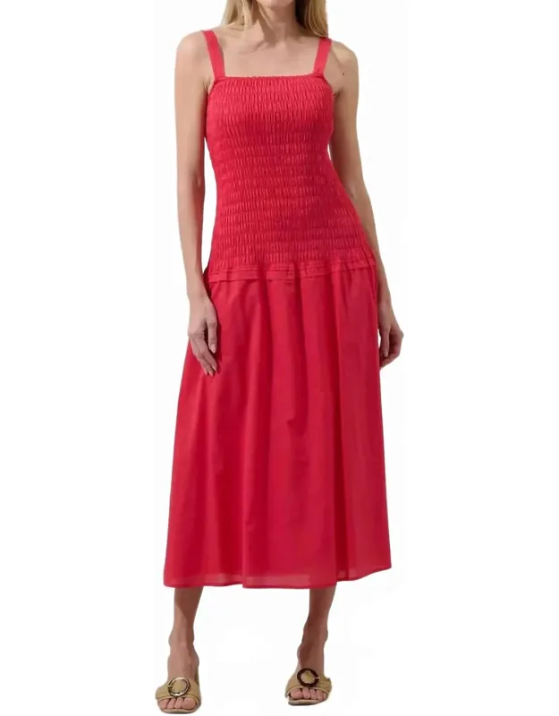 Railey Smocked Drop Waist Midi Dress