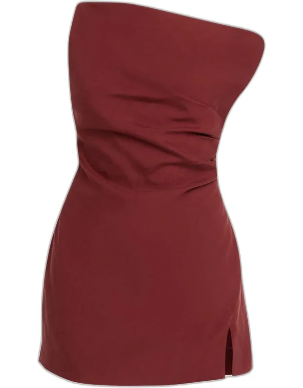 One-shoulder Draped Mini Dress