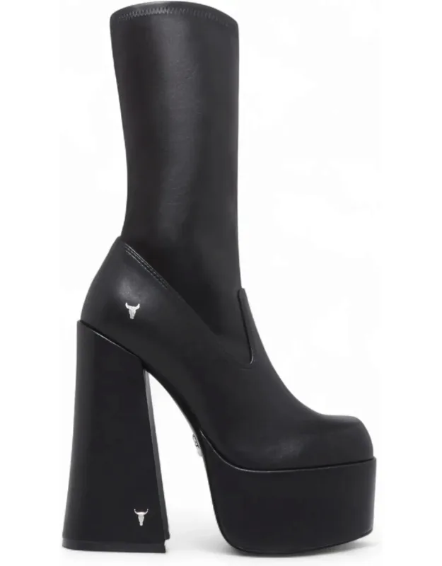 Mid-calf Sock Platform Goth Heel Boot