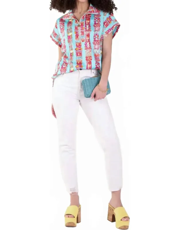 "poppy Pullover Top - Floral Pattern, Breathable Linen Blend"