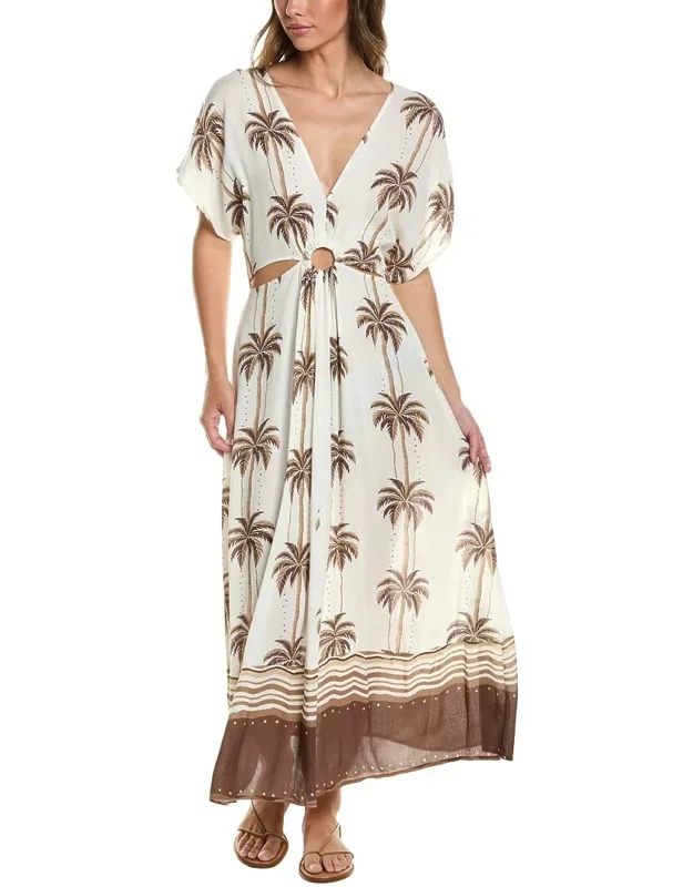 Printed O-ring Maxi Dress