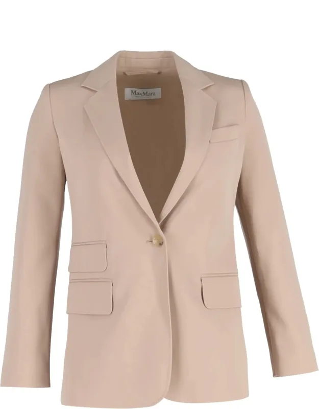 Single-breasted Blazer With Pockets In Wool