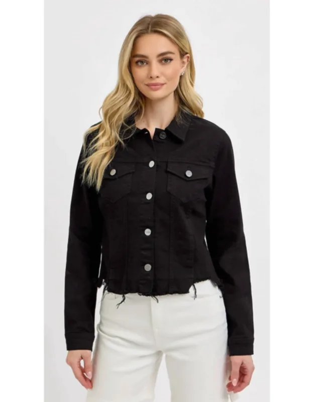 Irregular Frayed Hem Denim Jacket