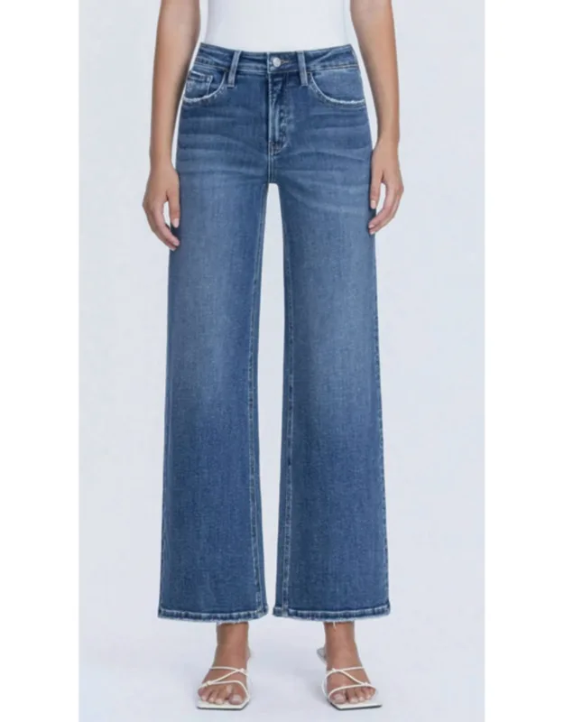 High Rise Ankle Wide Leg Jeans