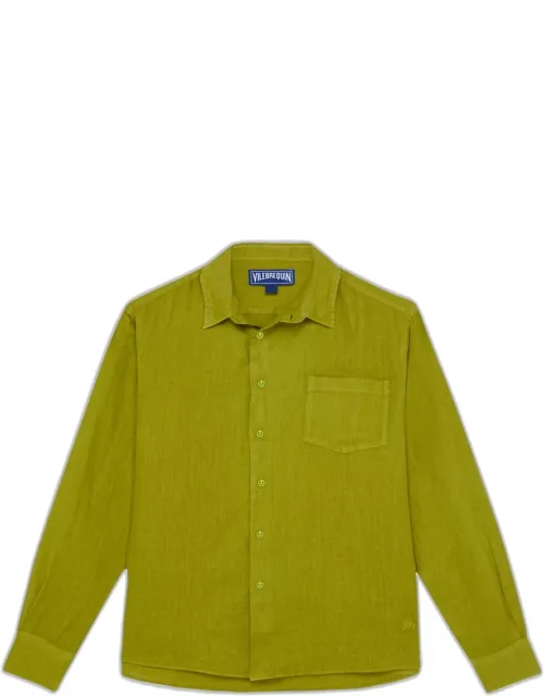 Long-sleeve Button-down Linen Shirt