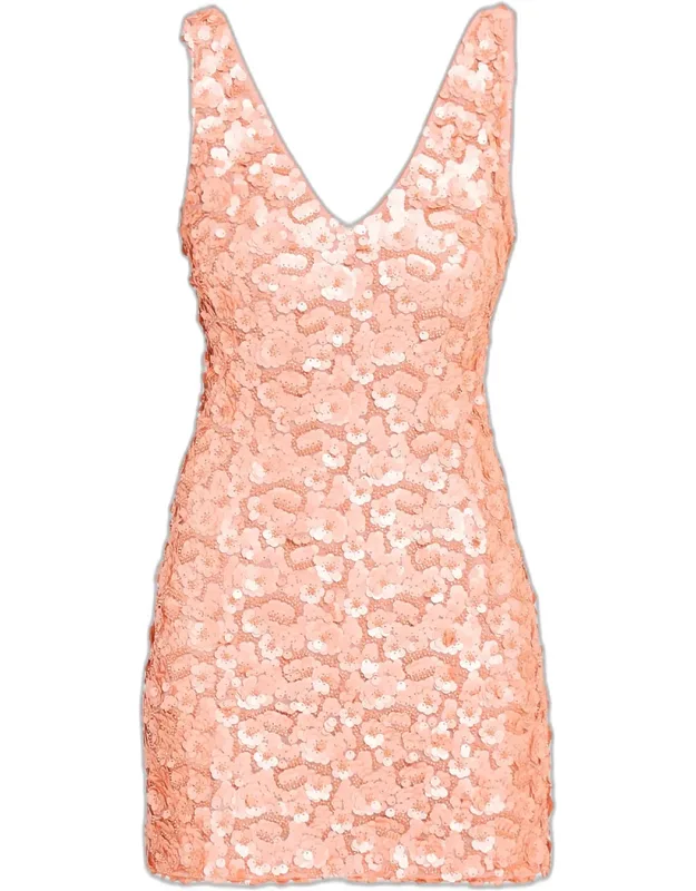 Sleeveless Floral Sequin Mini Dress